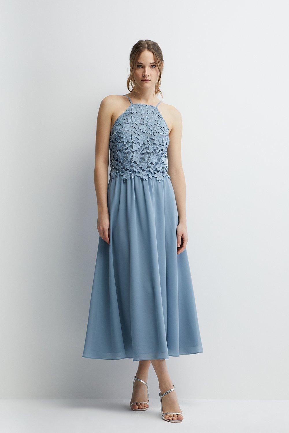 Guipure Lace 2 In 1 Cami Bridesmaids Midi Dress